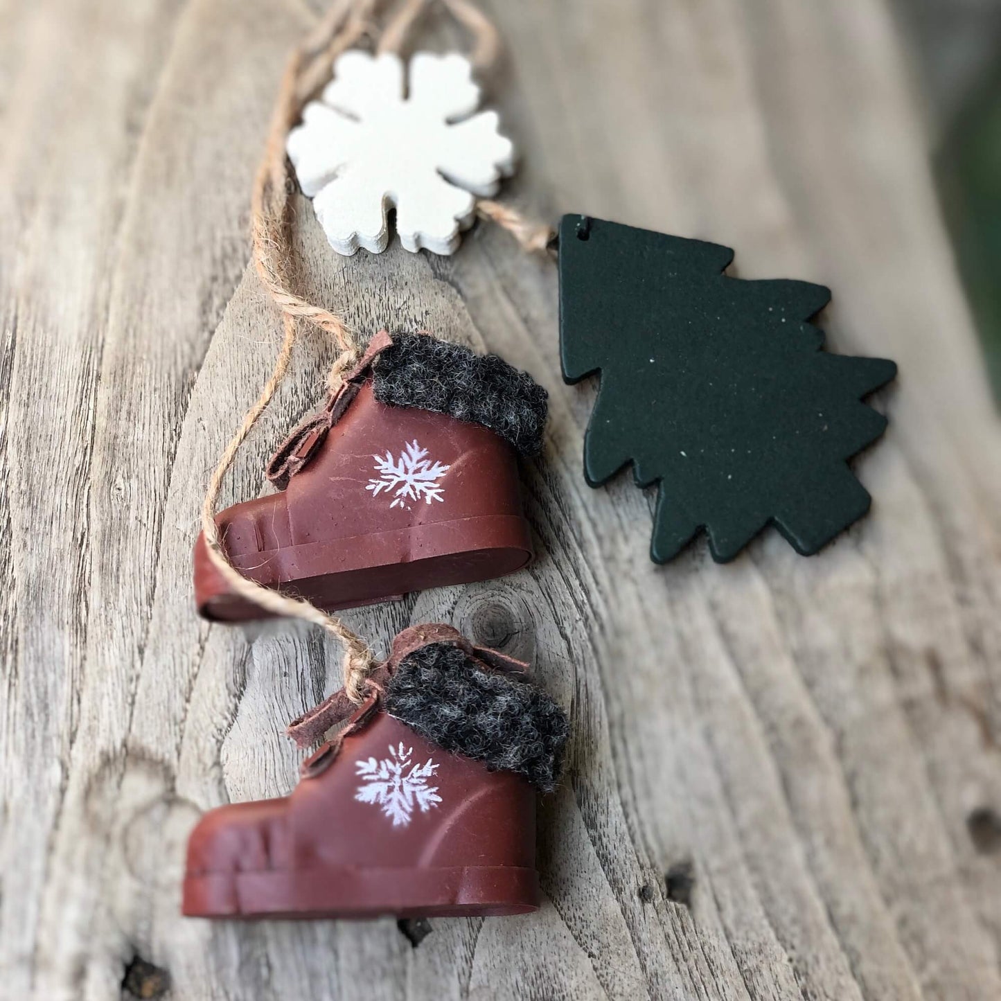 Scarponcini rossi con fiocco - Decorazioni Natale