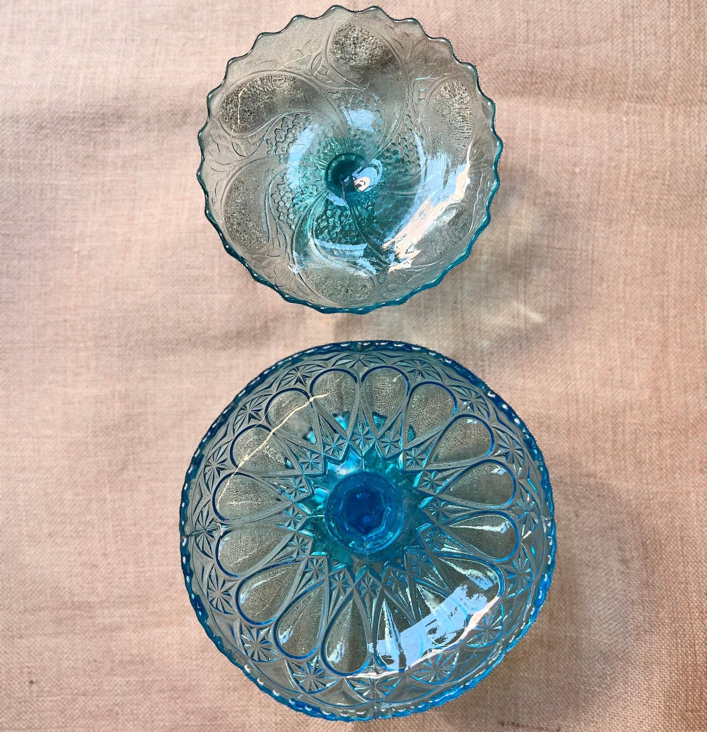 Alzata in vetro - Azzurro - Vintage