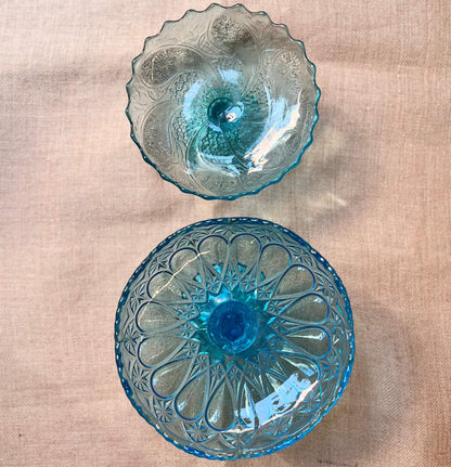 Alzata in vetro - Azzurro - Vintage