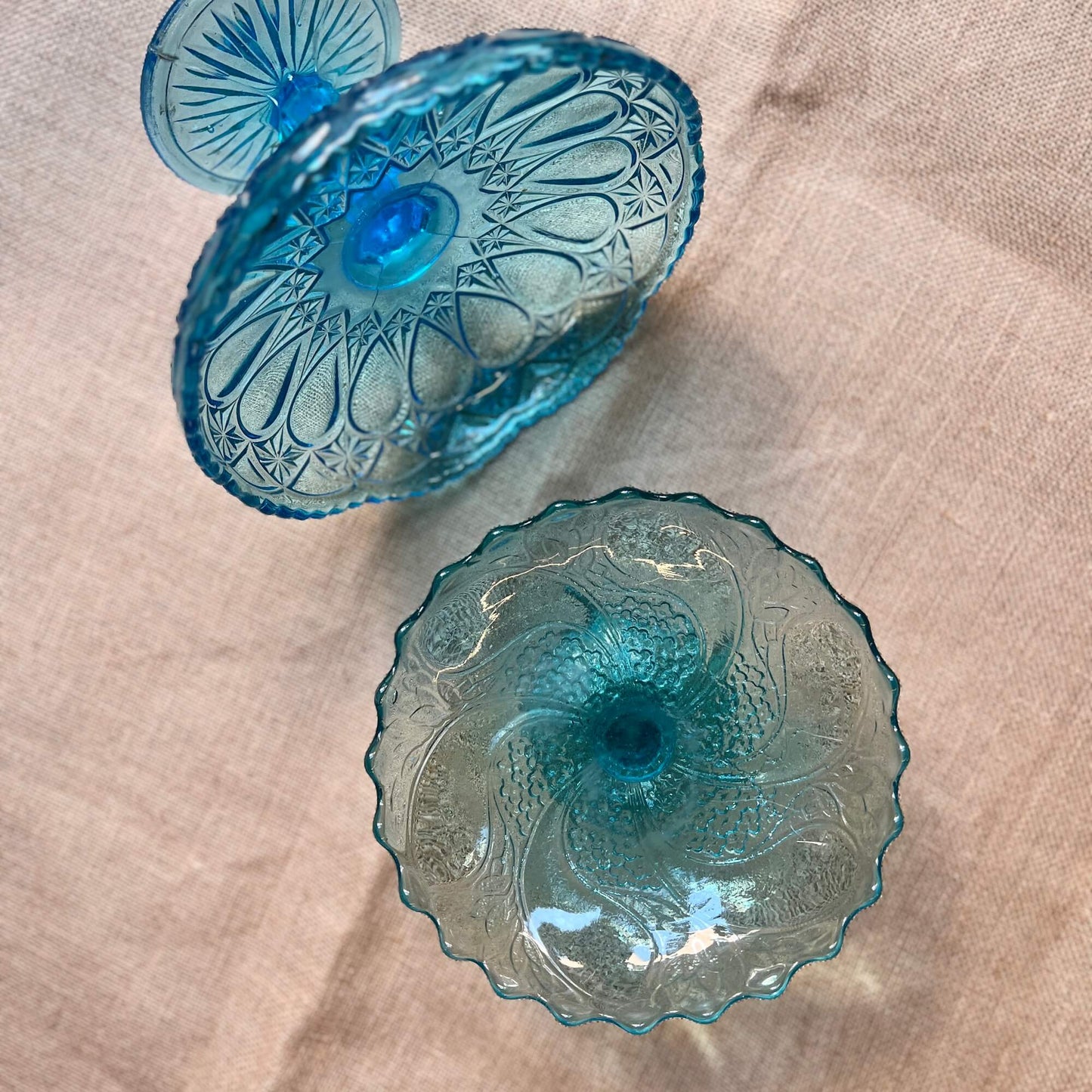 Alzata in vetro - Azzurro - Vintage