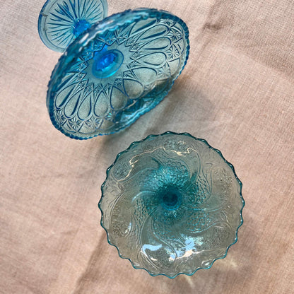 Alzata in vetro - Azzurro - Vintage