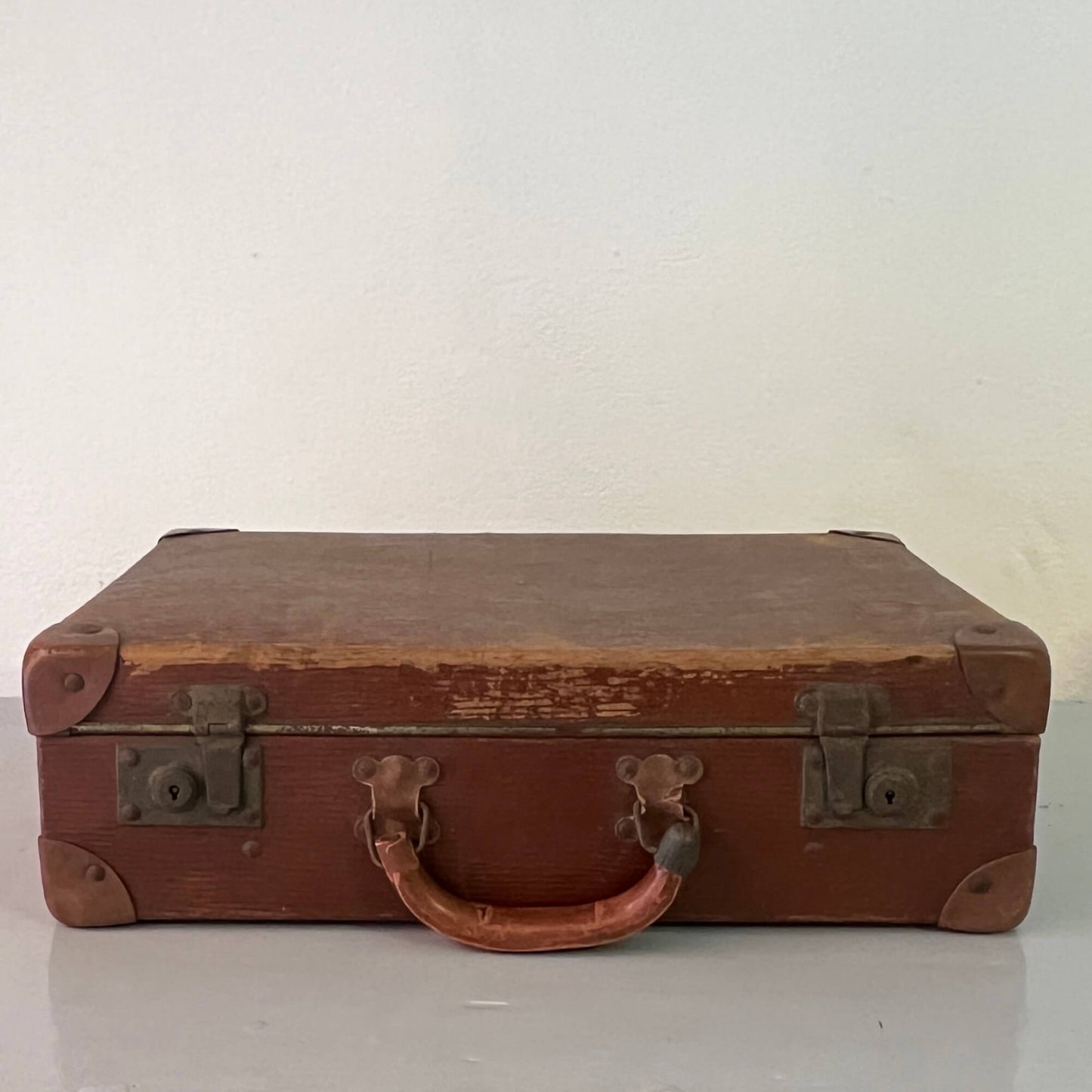 Suitcase - leather &amp; cardboard - Vintage