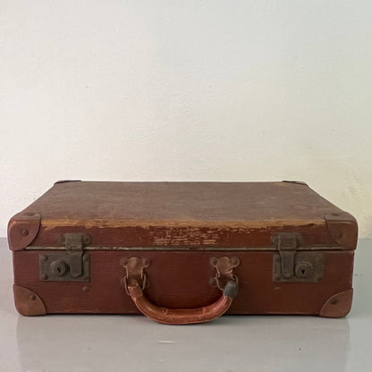 Suitcase - leather &amp; cardboard - Vintage