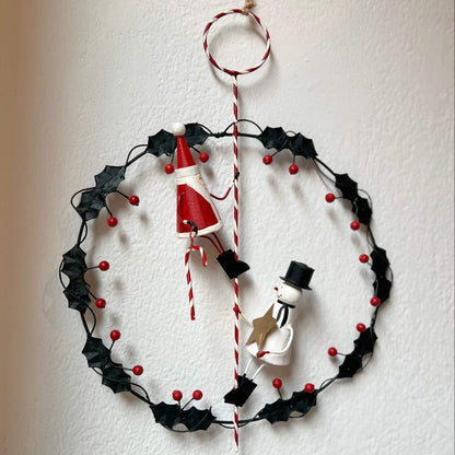 Ghirlanda verde - Santa e Pupazzo di neve