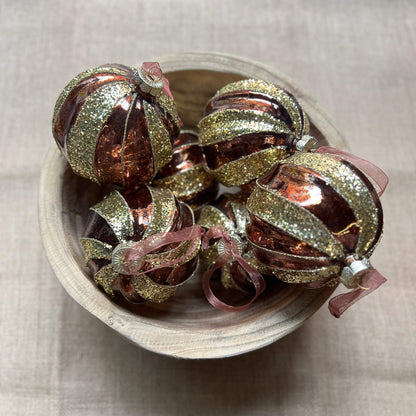 Palle oro glitter & marrone - Vetro - Decorazioni Natale