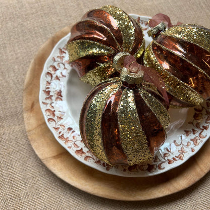 Palle oro glitter & marrone - Vetro - Decorazioni Natale