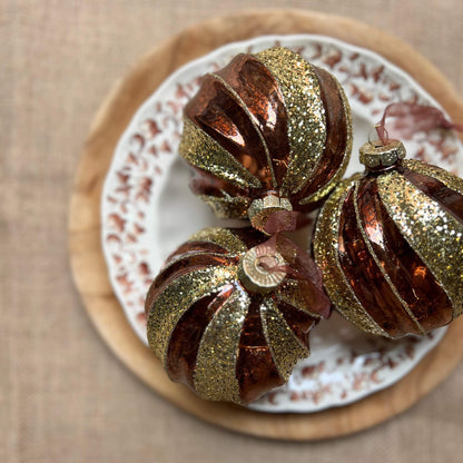 Palle oro glitter & marrone - Vetro - Decorazioni Natale