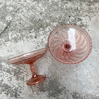 Alzata in vetro - Rosa - Vintage