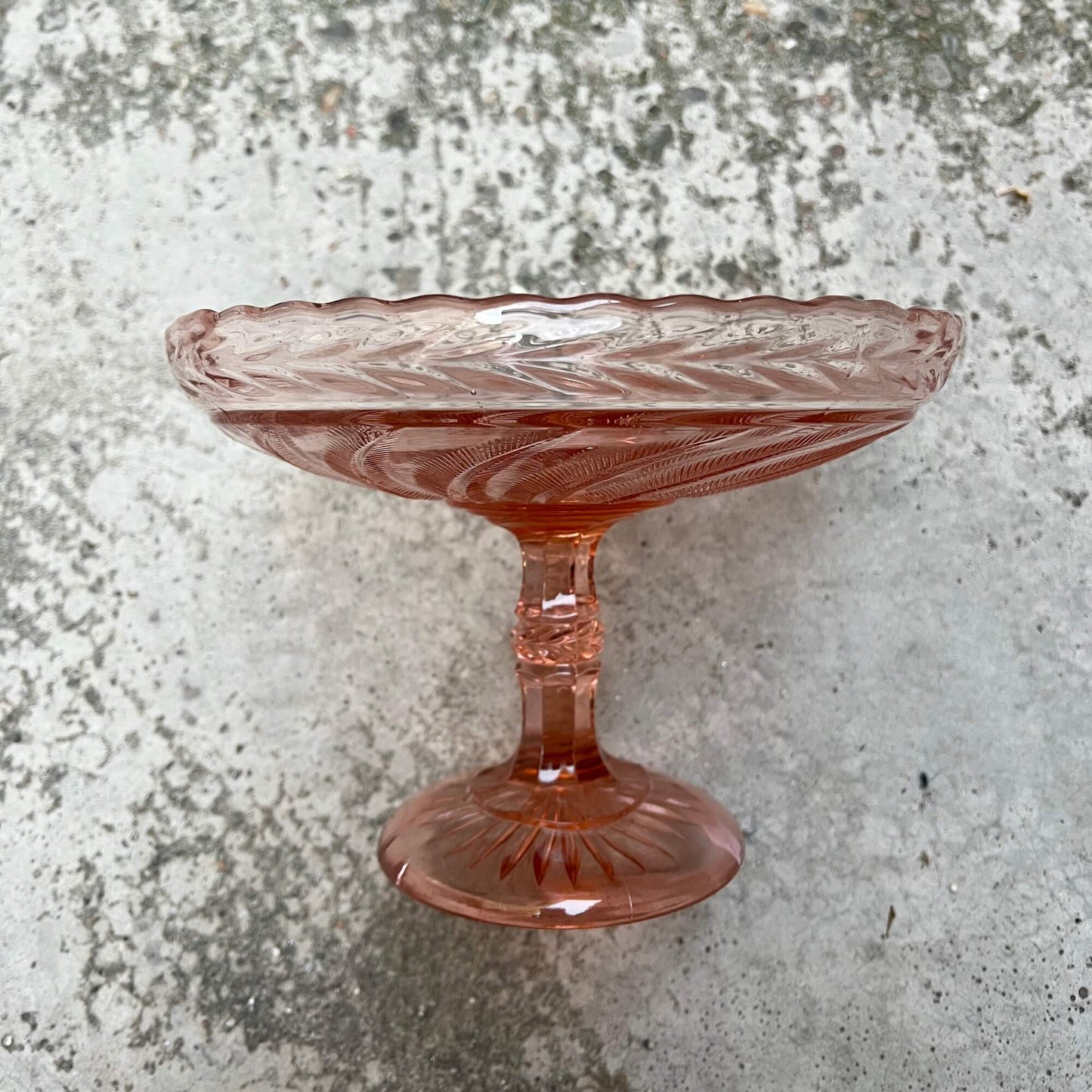 Alzata in vetro - Rosa - Vintage