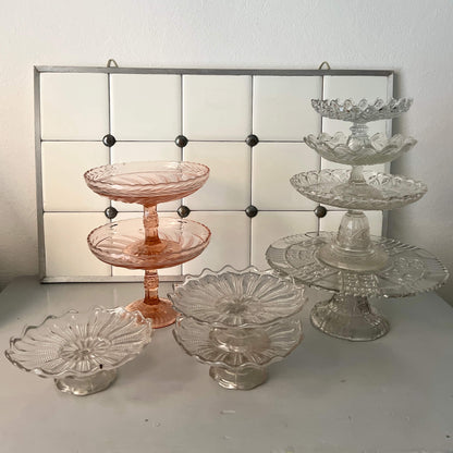 Alzata in vetro - Rosa - Vintage