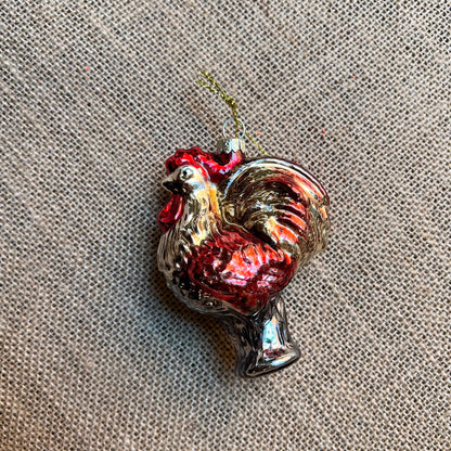 Gallo - Vetro & glitter - Decorazione Natale