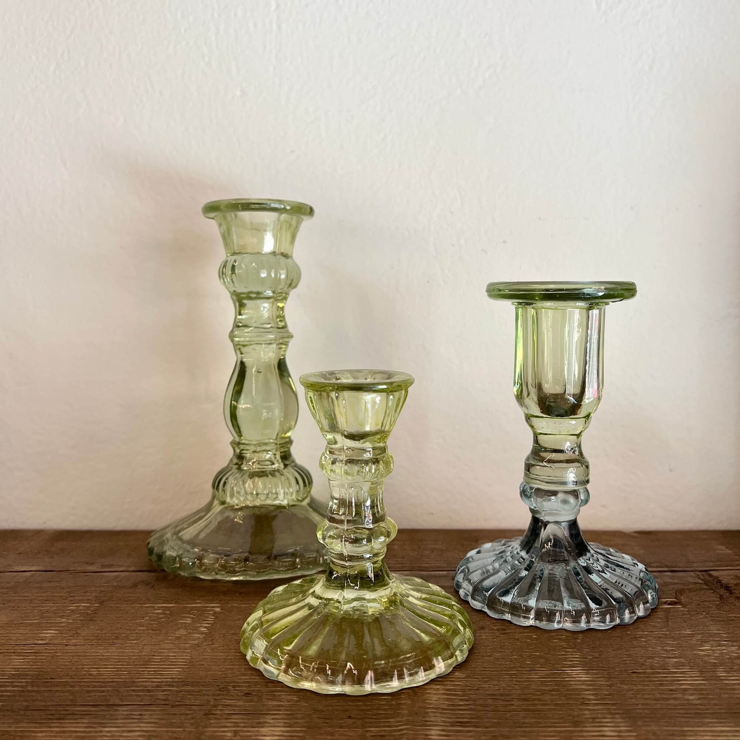 Recycled glass candlestick - assorted colours