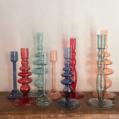 Borosilicate glass candelabra - assorted colours