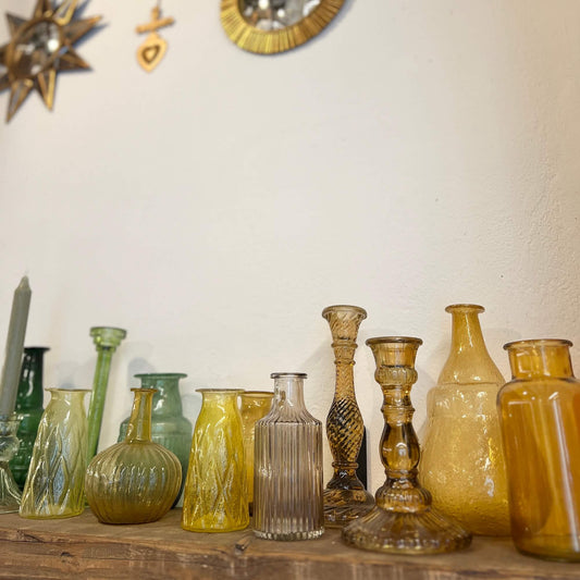 Recycled glass candlestick - assorted colours