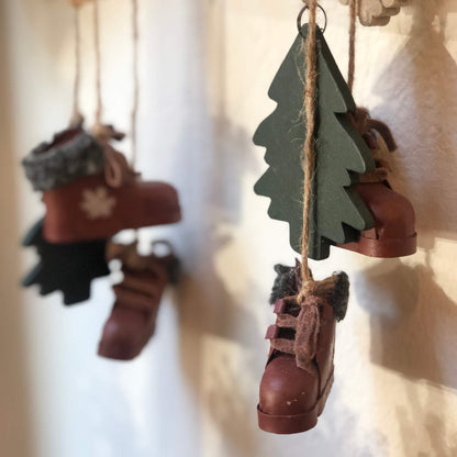 Scarponcini rossi con fiocco - Decorazioni Natale