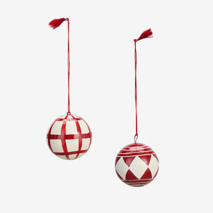Palle Bianco/Rosso - 5cm - Papier Mâché