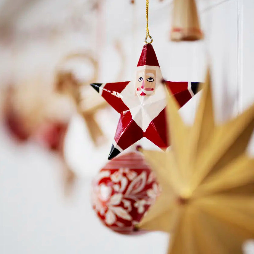 Santa - Stella legno - Decorazione