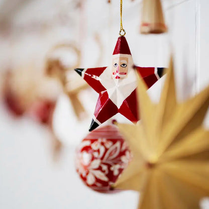 Santa - Stella legno - Decorazione