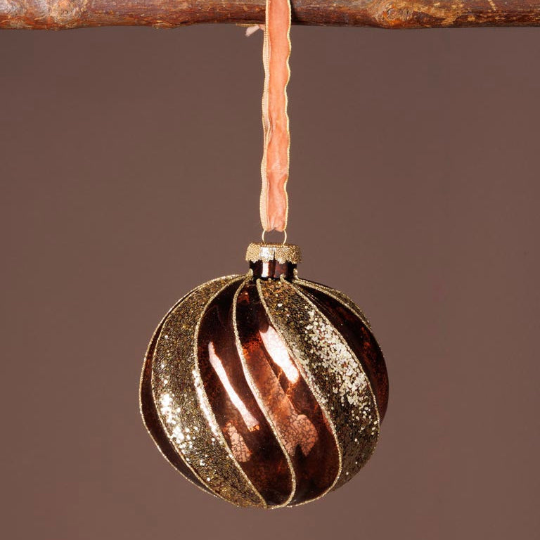 Palle oro glitter & marrone - Vetro - Decorazioni Natale