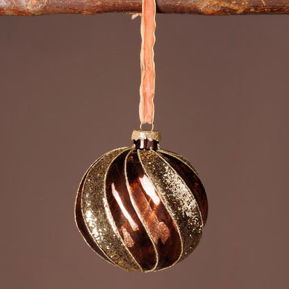 Palle oro glitter & marrone - Vetro - Decorazioni Natale