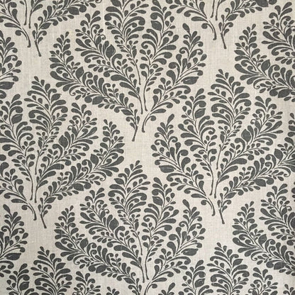 Scampolo - Lino stampato - Fiori antracite