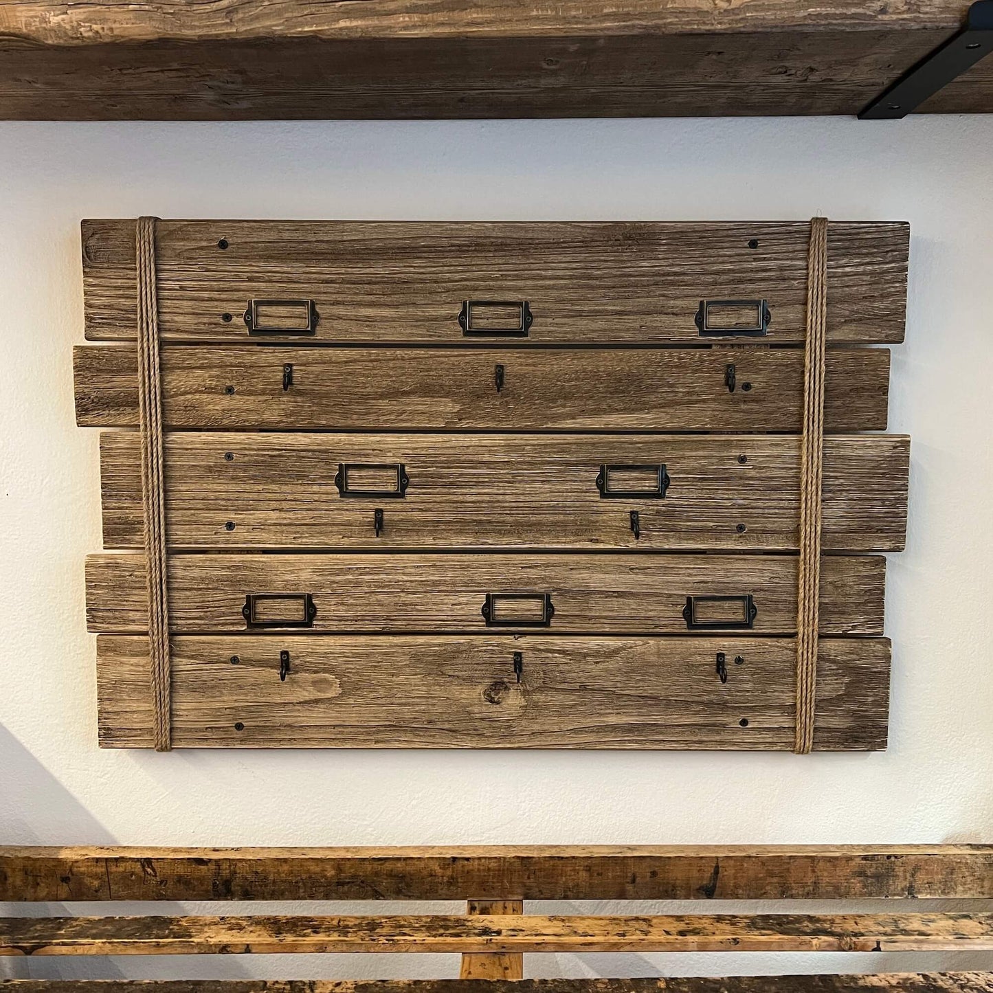 Attaccapanni Moderno A Parete Con Quattro Ganci Effetto Legno II13 80x119 Rovere E Grigio - Foto 10