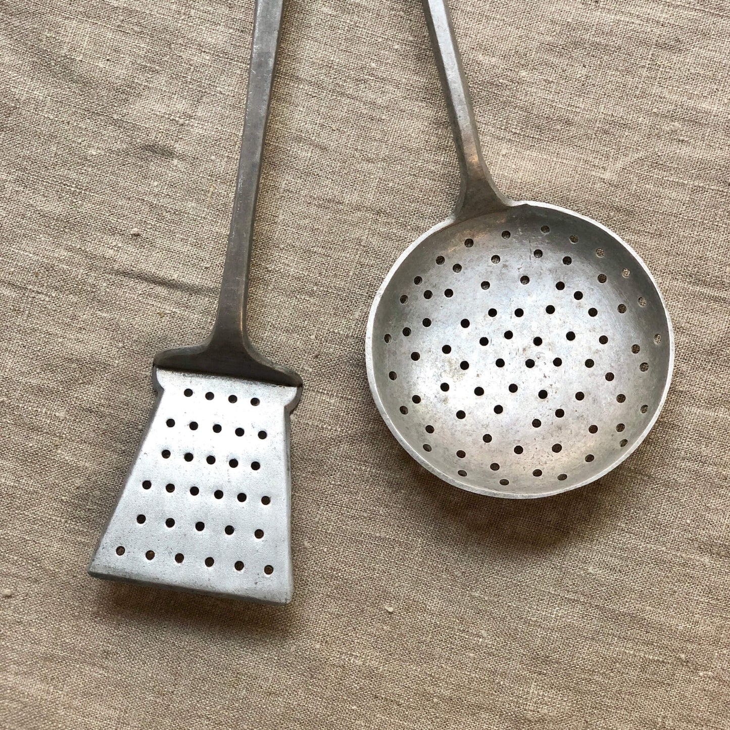 Set 2 - Ladle and Spatula - Aluminum - Vintage