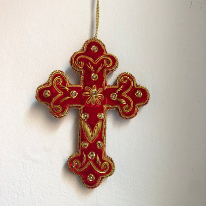Croce rosso/oro - Decorazioni Natale Madame Gioia Home